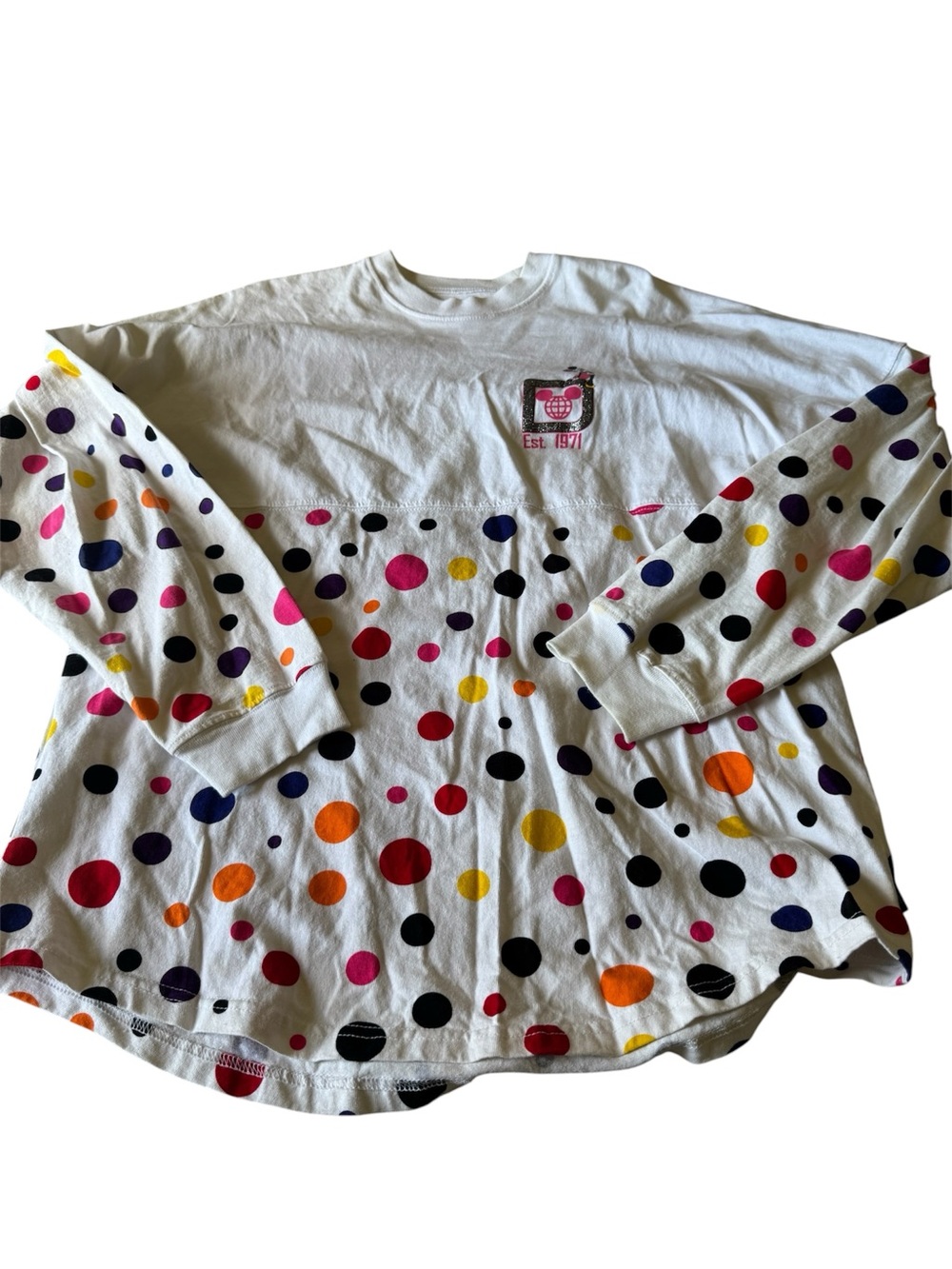 Disney parks White Long-Sleeve jersey with Multicolor Polka Dots